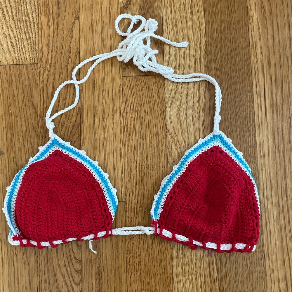 Red white and blue crochet swimsuit top!